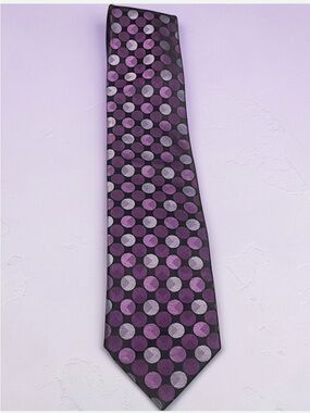Haines & Bonner London Silk Tie - Purple - Polka Dot Necktie Mens Classic